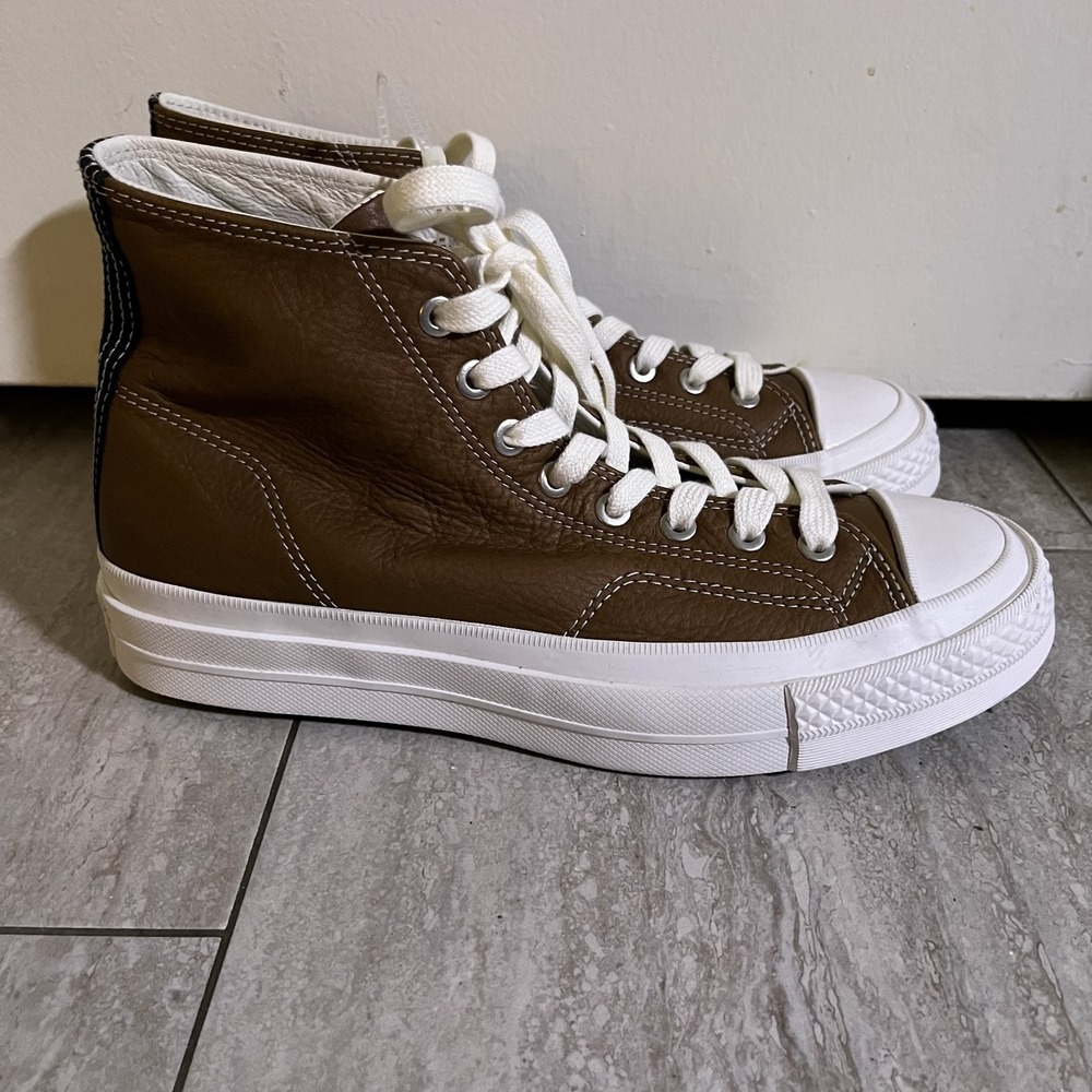Converse Shoes Mens Size 9.5 Brown Leather High Top Vibram A17915C Sneakers